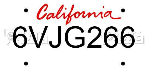 6VJG266 California License Plate