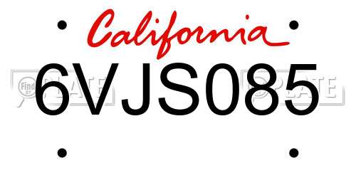 6VJS085 California License Plate