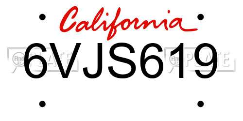 6VJS619 California License Plate