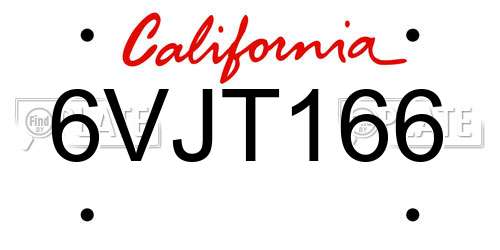 6VJT166 California License Plate