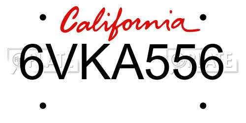 6VKA556 California License Plate