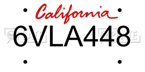 6VLA448 California License Plate