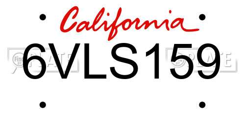 6VLS159 California License Plate