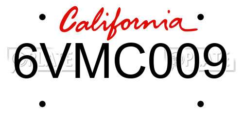 6VMC009 California License Plate