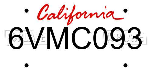 6VMC093 California License Plate