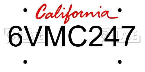 6VMC247 California License Plate