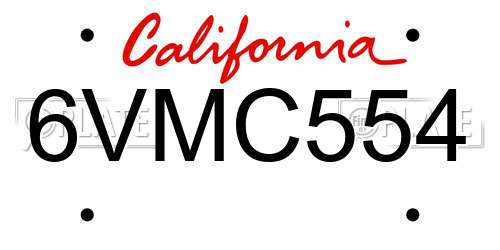 6VMC554 California License Plate