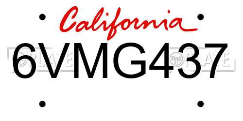 6VMG437 California License Plate
