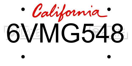 6VMG548 California License Plate
