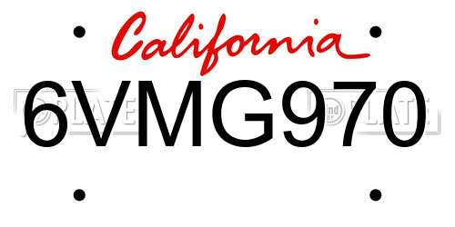 6VMG970 California License Plate