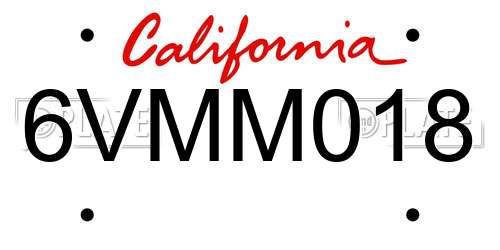6VMM018 California License Plate