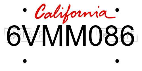 6VMM086 California License Plate