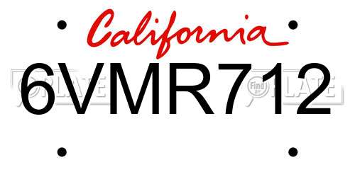 6VMR712 California License Plate