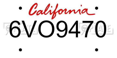 6VO9470 California License Plate