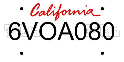6VOA080 California License Plate