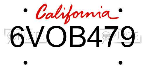 6VOB479 California License Plate