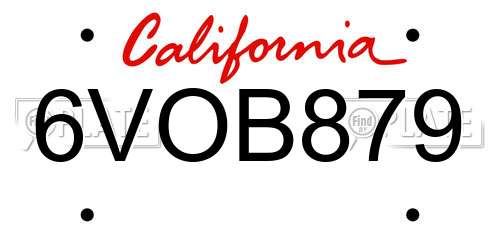 6VOB879 California License Plate