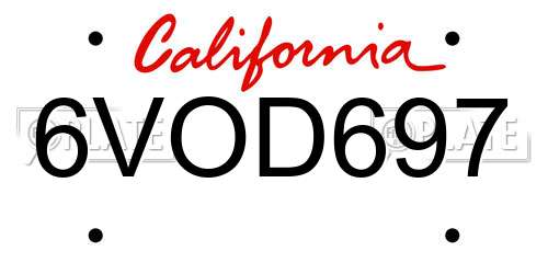 6VOD697 California License Plate