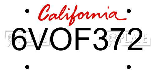 6VOF372 California License Plate