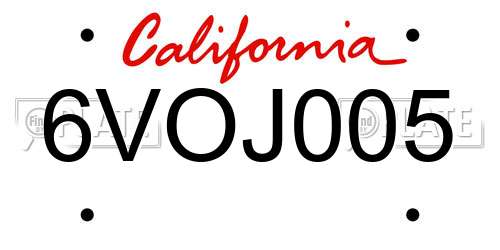 6VOJ005 California License Plate
