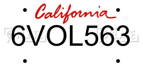 6VOL563 California License Plate