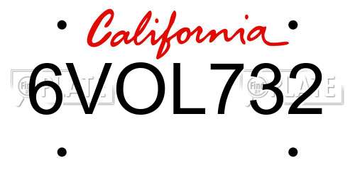 6VOL732 California License Plate