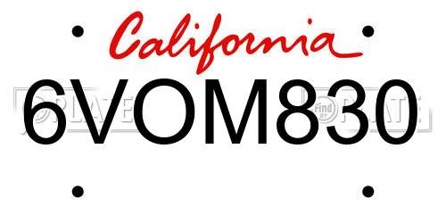 6VOM830 California License Plate