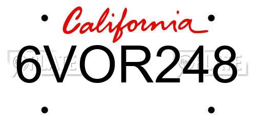 6VOR248 California License Plate