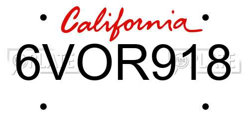 6VOR918 California License Plate