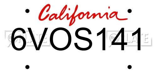 6VOS141 California License Plate