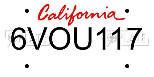 6VOU117 California License Plate