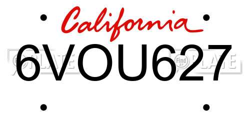 6VOU627 California License Plate