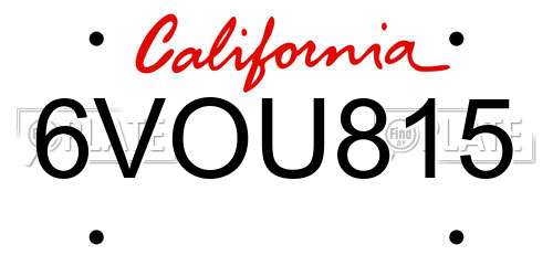 6VOU815 California License Plate
