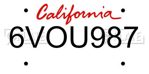 6VOU987 California License Plate