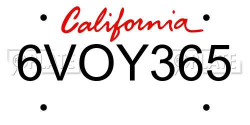 6VOY365 California License Plate