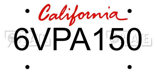 6VPA150 California License Plate