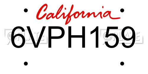 6VPH159 California License Plate