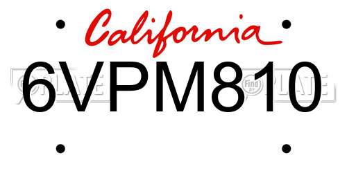 6VPM810 California License Plate