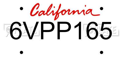 6VPP165 California License Plate