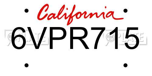 6VPR715 California License Plate