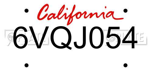 6VQJ054 California License Plate