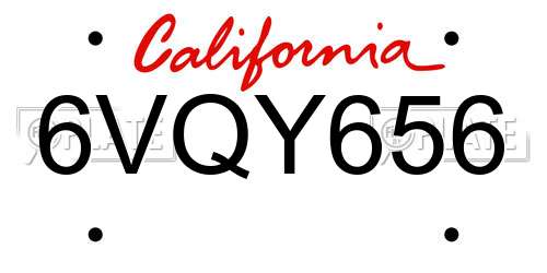 6VQY656 California License Plate