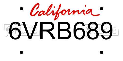 6VRB689 California License Plate