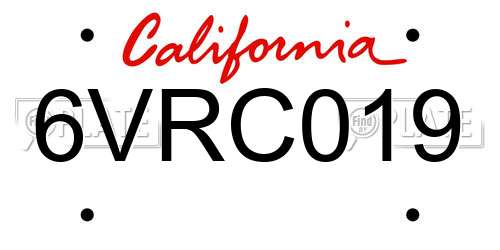 6VRC019 California License Plate