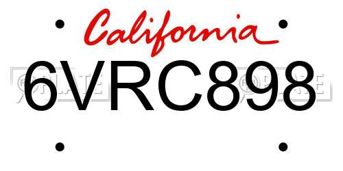 6VRC898 California License Plate