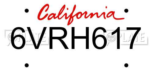 6VRH617 California License Plate