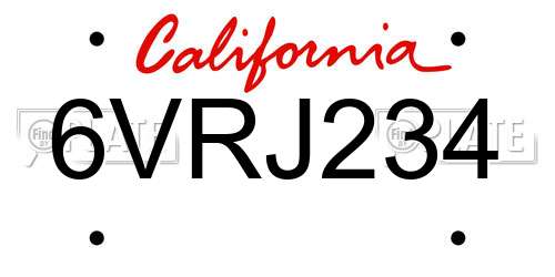 6VRJ234 California License Plate