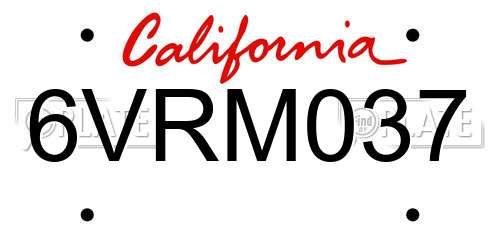 6VRM037 California License Plate