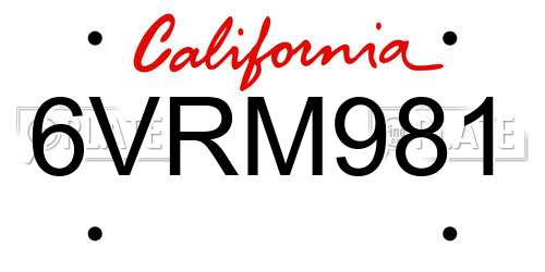 6VRM981 California License Plate