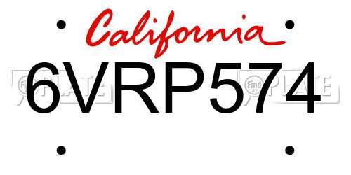 6VRP574 California License Plate